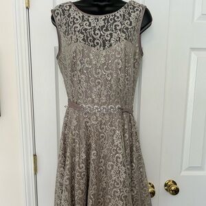 Silver sparkly bridesmaid dress size 12 with belt